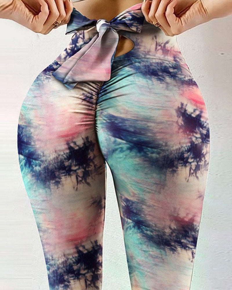 Printed Bow Design Yoga Leggings