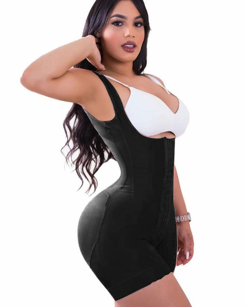 High Double Compression Garment Abdomen Control HOOK AND EYE CLOSURE Tummy Control Adjustable Bodysuit