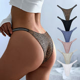 Female Glossy Dazzing Stripe T-back Underwears