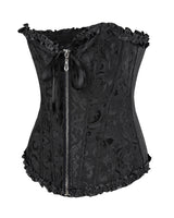 Long Red Brocade Pattern Corset With Hip Gores