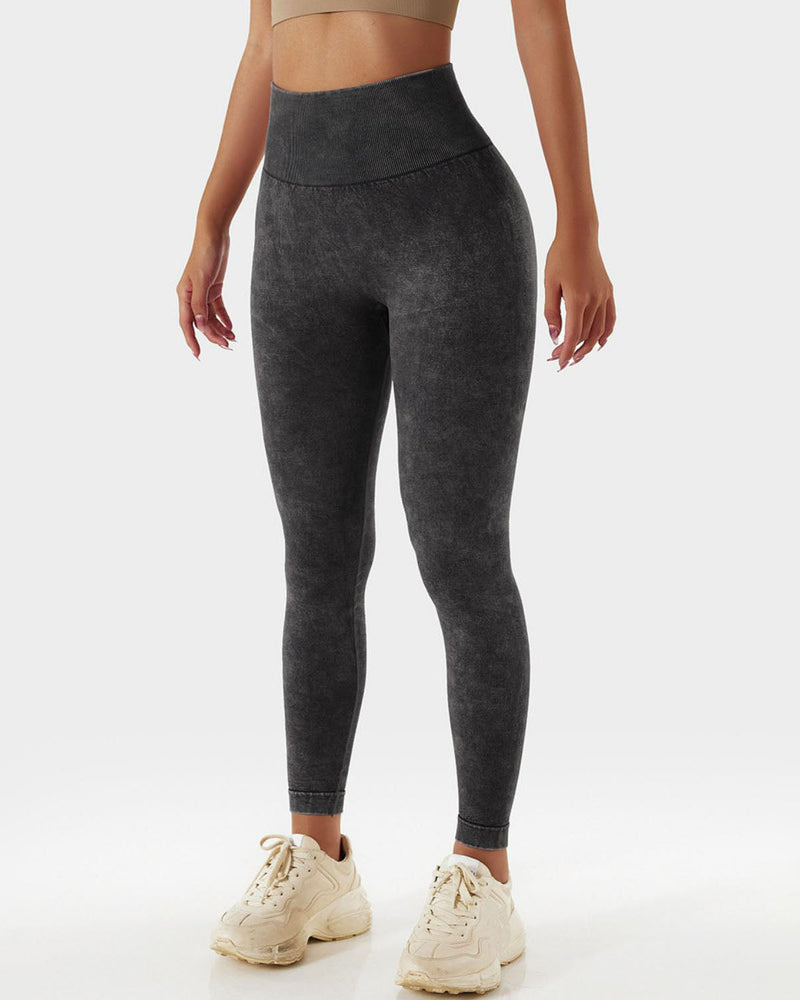 Acid Wash High Waist Sports Leggings