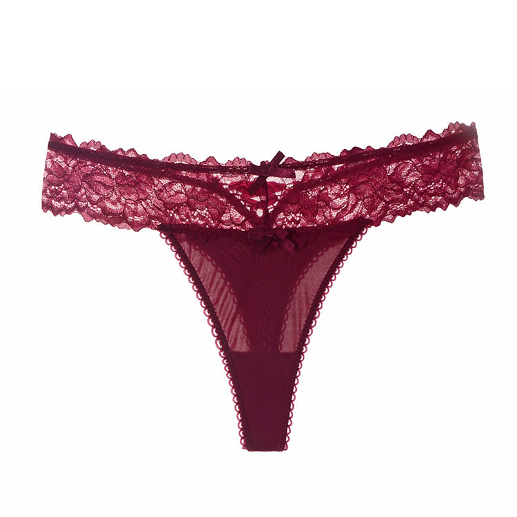 Female Mesh Solid Color Lace Underwears