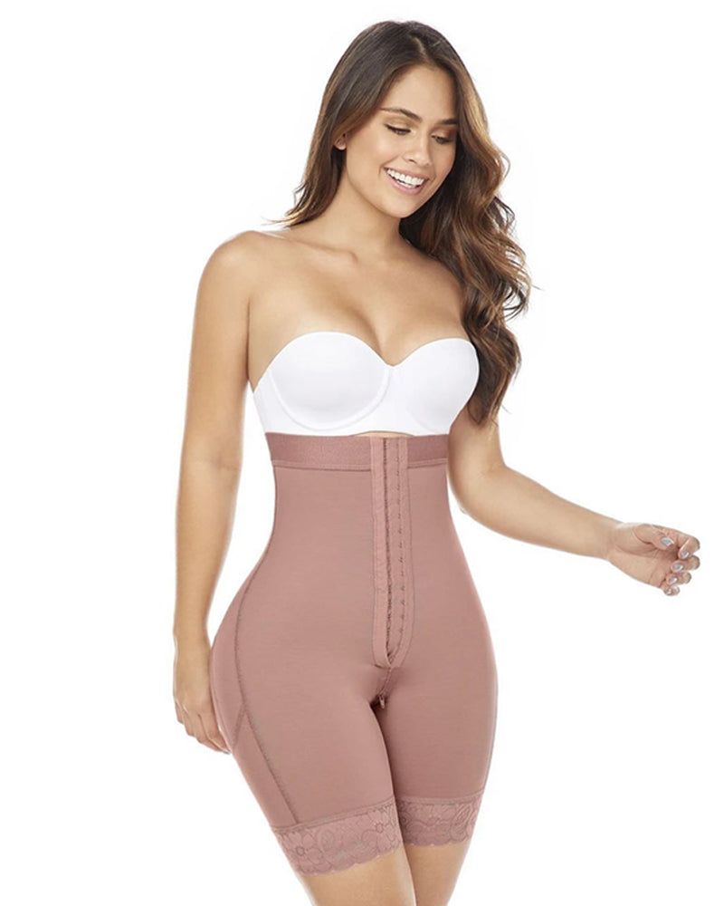 High Waist Tummy Control Adjustable Front Closure Shorts