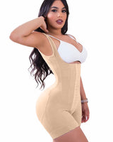 High Double Compression Garment Abdomen Control HOOK AND EYE CLOSURE Tummy Control Adjustable Bodysuit