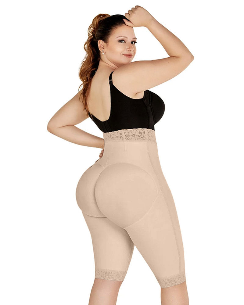 Double Compression High-Waisted Butt Lifting Shorts Knee Short And Lift Buttoks