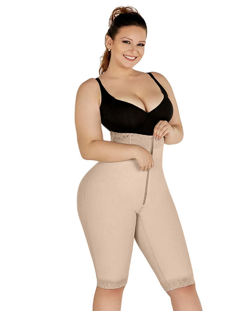 Double Compression High-Waisted Butt Lifting Shorts Knee Short And Lift Buttoks