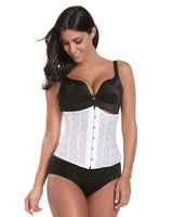 Women's Lacing Corset Top Satin Boned Overbust Body Shaper Bustier