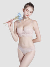 New Bra Sets Gather 1/2 Half Cup Underwear Soft Underwire Detachable Straps