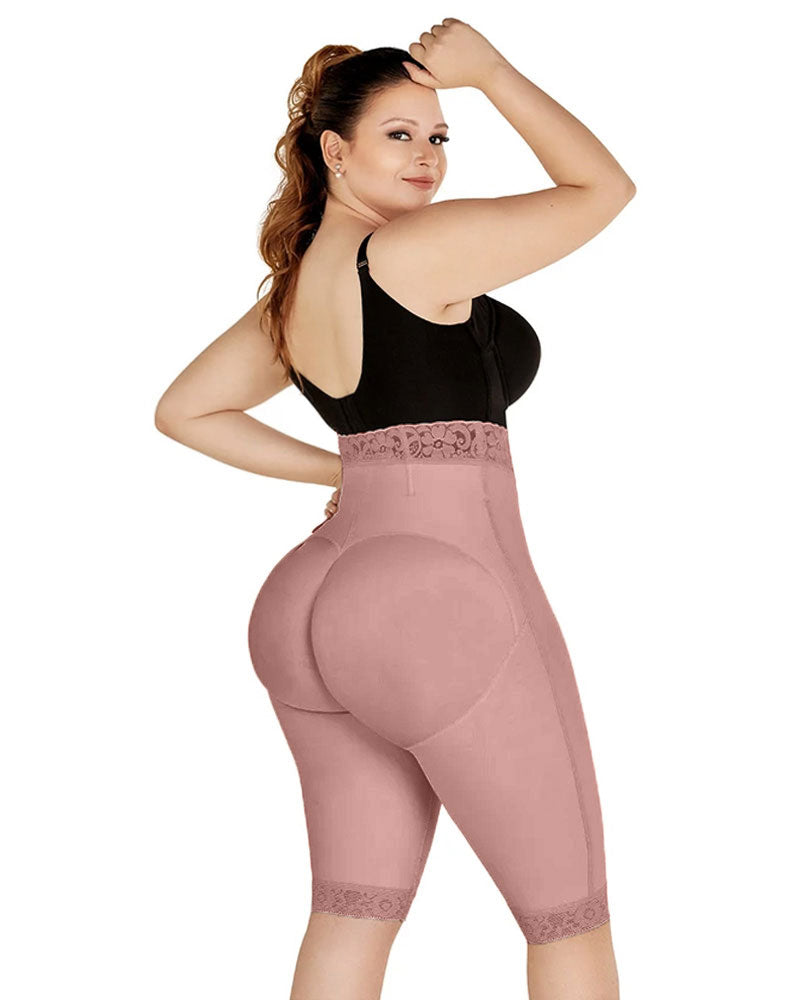 Double Compression High-Waisted Butt Lifting Shorts Knee Short And Lift Buttoks