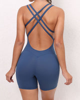 Backless and hip skinny sports jumpsuit