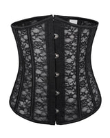 Women's Lacing Corset Top Satin Boned Overbust Body Shaper Bustier