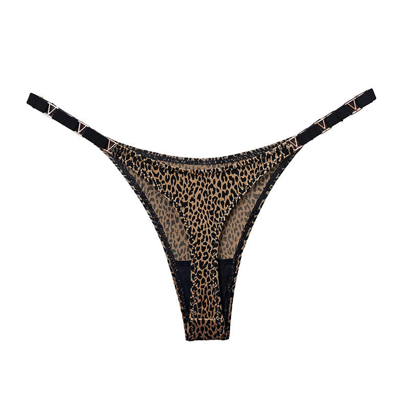 Female Metal Animal Print T-back Underwear