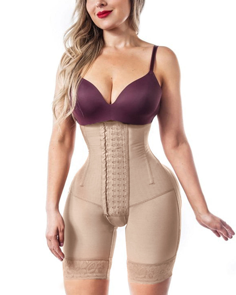 Woman Open Bust Tummy Control Shapewear Postpartum Body Shaper Post Liposuction Bodysuit Hook Eye High Waist Fajas