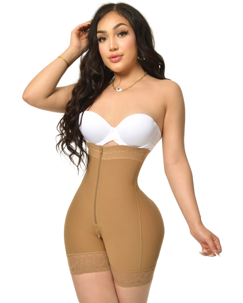 Fajas Compression Shapewear Open Bust Tummy Control with Zipper