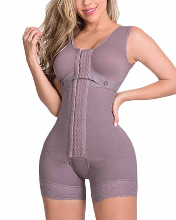 High Compression Shapewear With Hook And Eye Front Closure shaper Adjustable Bra Slimming Bodysuit