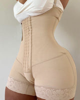 Tight Waist Slimming Corset Butt-Lifting Open Bust Tummy Control Shapewear Eye N Hook Bodysuit Open Crotch