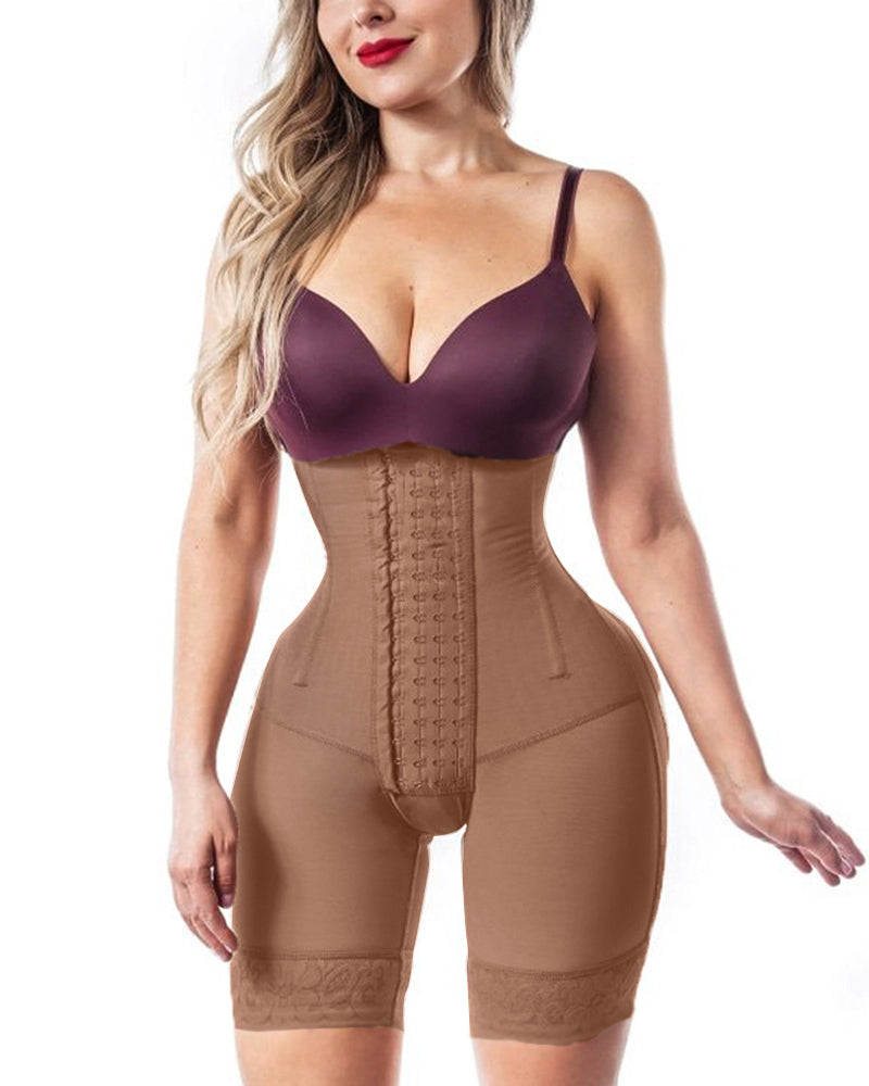 Woman Open Bust Tummy Control Shapewear Postpartum Body Shaper Post Liposuction Bodysuit Hook Eye High Waist Fajas