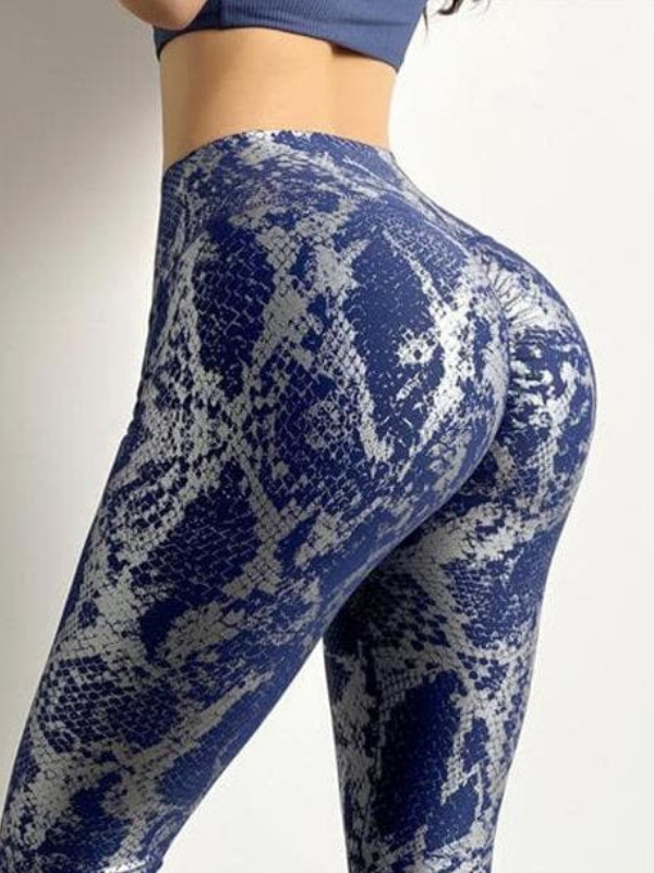 Female High Waist Bronzed Snakeskin Leggings