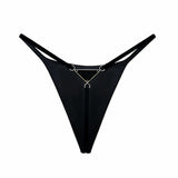 Female Heart Metal Waist Chain Solid Color T-back Thong