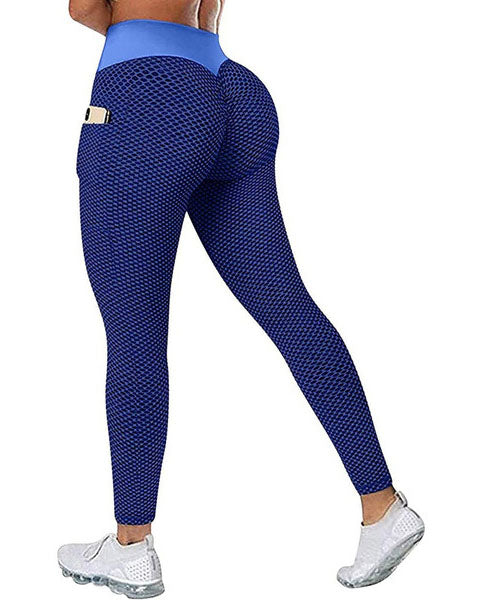 Large size honeycomb bird's eye fabric hip lift side mobile phone pocket leggings