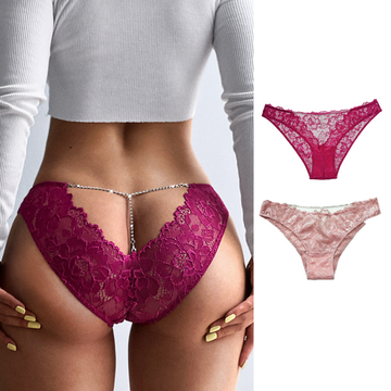 Female Lace Crystal Hollow Out Panties