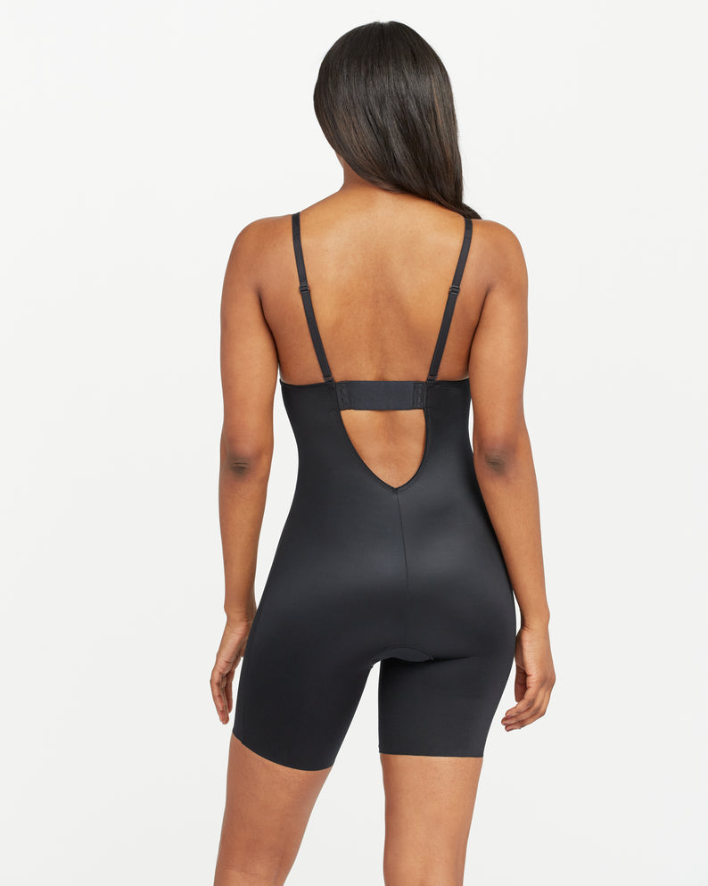 Suit Your Fancy Plunge Low-Back Mid-Thigh Bodysuit