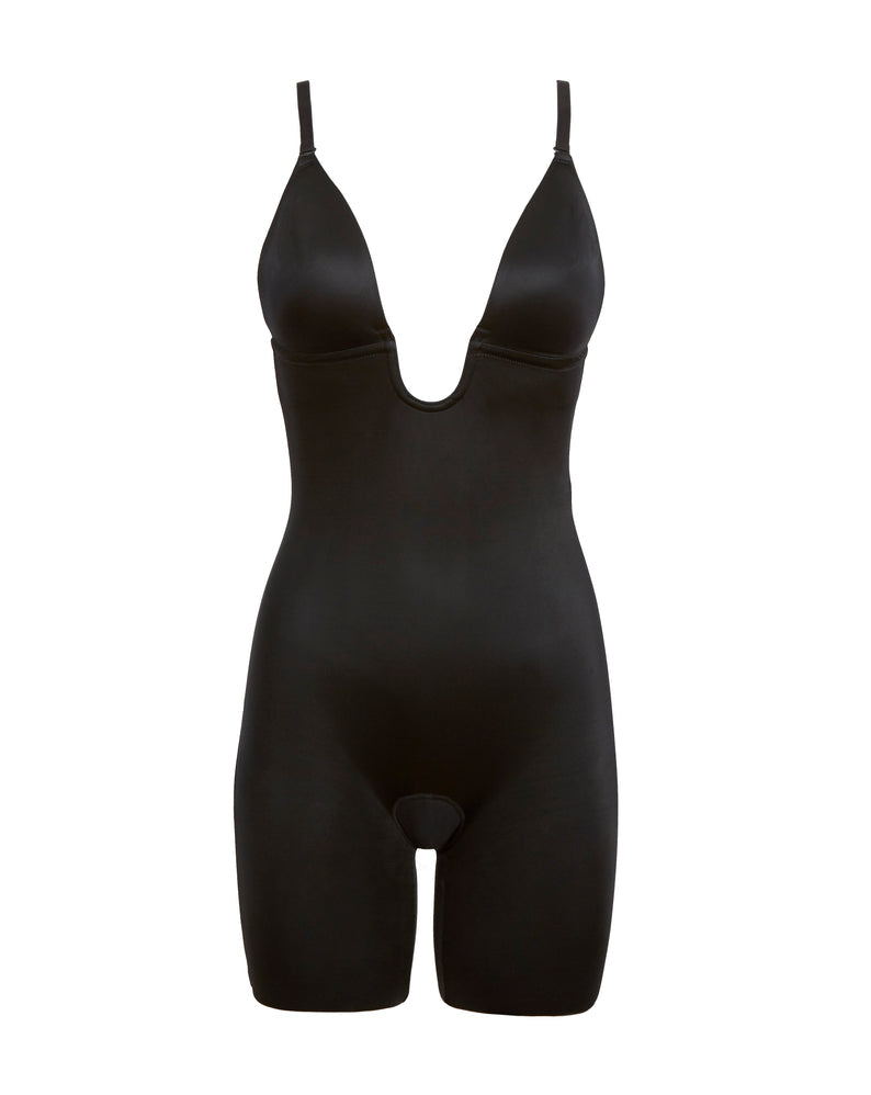 Suit Your Fancy Plunge Low-Back Mid-Thigh Bodysuit