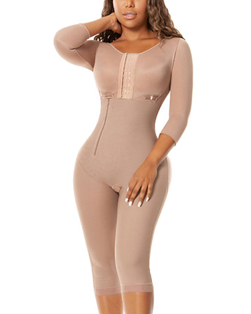 Post-surgical Use Women Body Shaper Smart Compression Fabrics Long GirdleTo the Knee