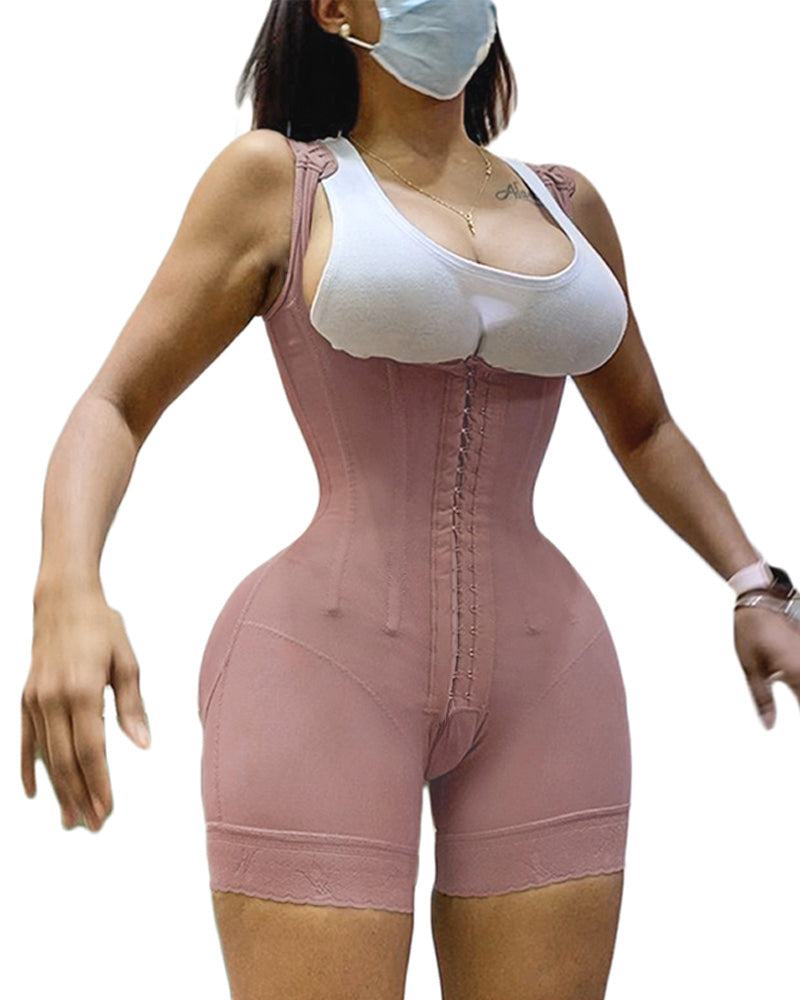 Women's Shapewear HOOK AND EYE CLOSURE Tummy Control Adjustable Crotch Open Bust Bodysuit