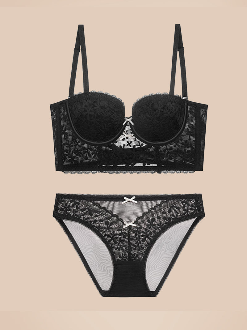 Thin French Lace Push Up Bra Set