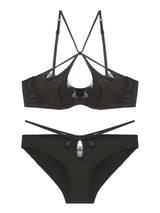 Satin Sexy Cross Strap Bra Set