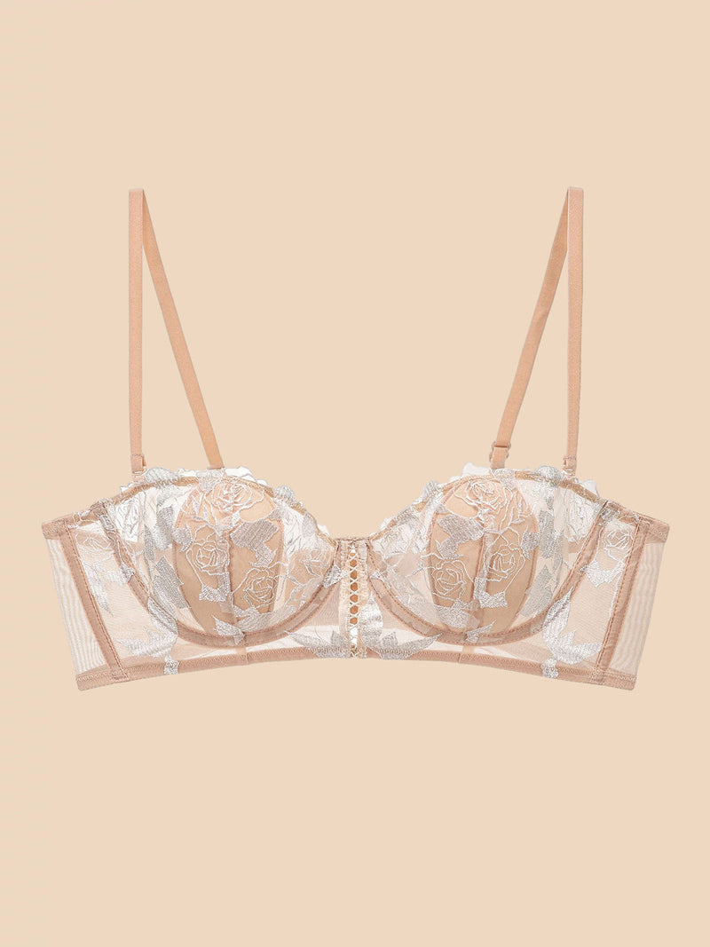 Rose Embroidered Bra Underwear Set