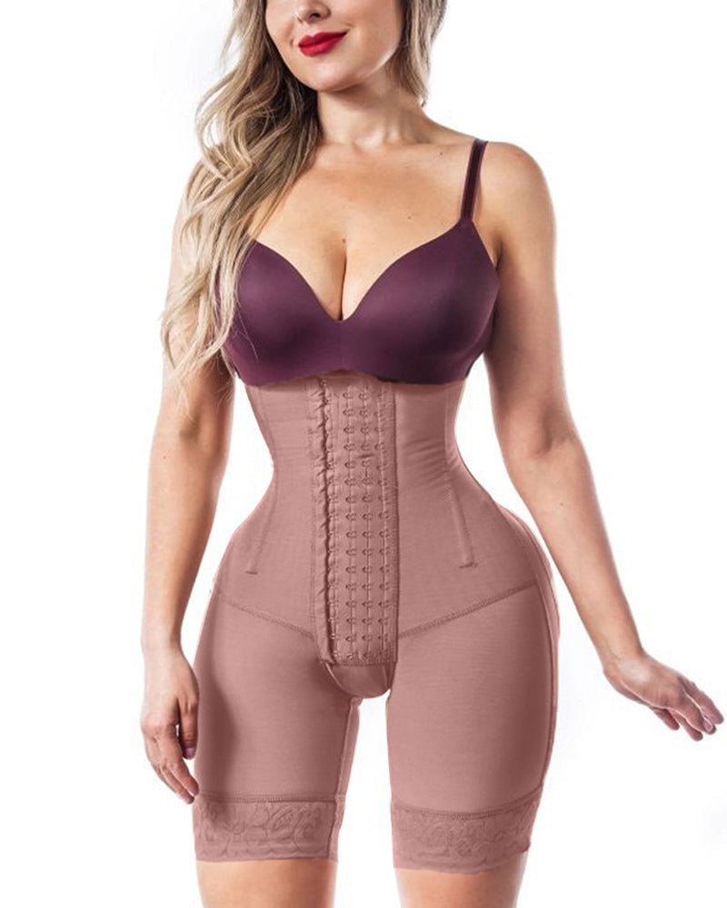 Woman Open Bust Tummy Control Shapewear Postpartum Body Shaper Post Liposuction Bodysuit Hook Eye High Waist Fajas