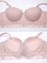 New Bra Sets Gather 1/2 Half Cup Underwear Soft Underwire Detachable Straps