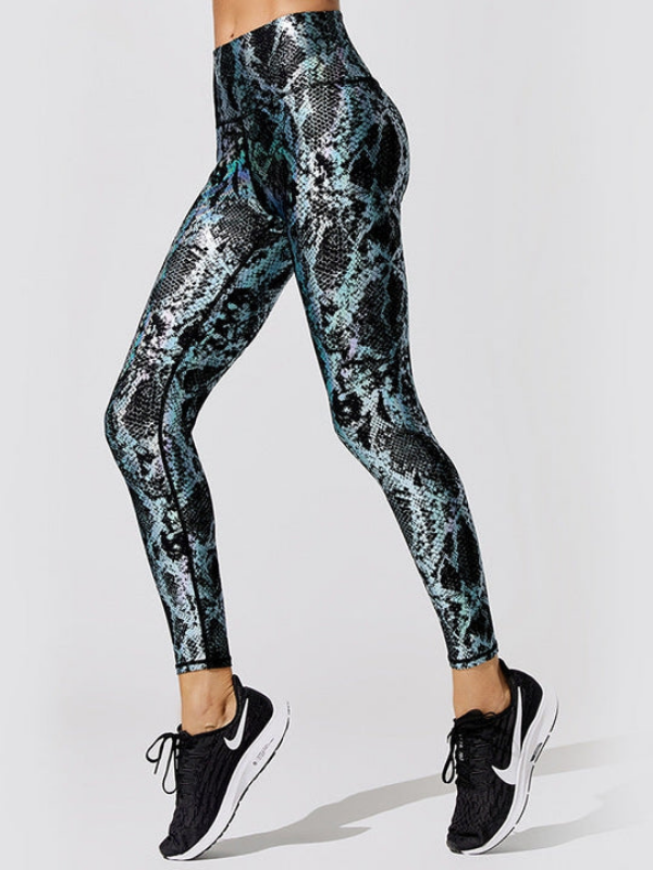 Female High Waist Bronzed Snakeskin Leggings