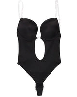 Bodysuit Shapewear Deep V-Neck Body Shaper Backless U Plunge Thong Shapers Waist Trainer Women Clear Strap Padded Push Up Corset